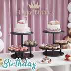 Cupcake Stand, 4 Tier Round Bamboo Wood Black Cupcake Tower Stand for 50 Cupcakes, Tiered Serving Trays, Wood Cake and Cupcake Stand (Black_Bamboo) - Image 2