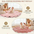 5-in-1 Baby Activity Gym & Play Mat with 6 Hanging Toys, Tummy Time Mat & Cards - Extra Large, Reversible Machine Washable Pad - Gift for Newborns, Infants 0-12 Months, Pink - Image 4
