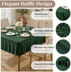 Wish Care Hunter Green Spandex Tablecloths for 54x54 Inch Square Tables, Stretch Fitted Table Clothes with Pleated Ruffle Skirt for 54” Table, Wrinkle Free and Elastic, for Party Kitchen Home Dining - Image 5