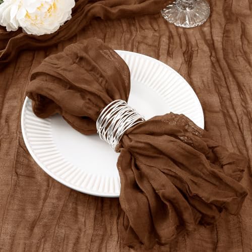 DeZerlor Brown Washable Cheesecloth Napkins Set of 100 for Wedding Party by DeZerlor