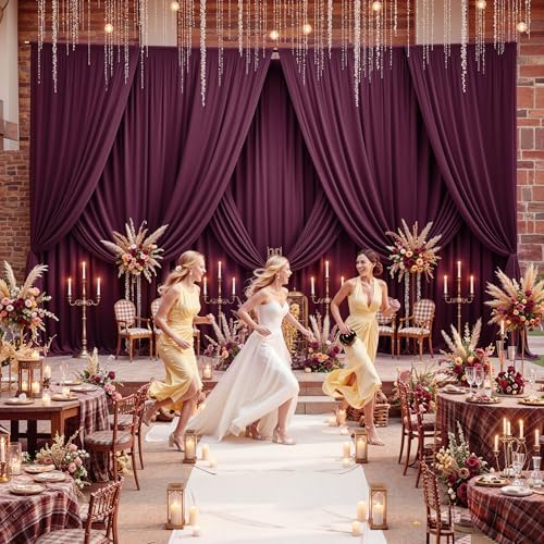 50x14ft Burgundy Backdrop Curtains for Wedding Party, 10 Panels 14 ft Long Back Drop Cloth, Wrinkle-Free Polyester Drapes for Birthday, Baby Shower, Stage Photography Background - Image 7