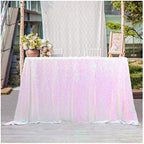 SoarDream Iridescent White Sequin Tablecloth 90"x132" Wedding Table Cloth - Image 2