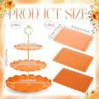 FoldTier 6 Pack Cupcake Stand Set 3 Pcs 3 Tier Gradient Dessert Table Display Stands Cookie Tray Rack 3 X14 in Rectangle Party Trays for Wedding Birthday Tea Party Baby Shower(Orange,Round) - Image 2
