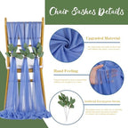 QueenDream Dusty Blue Chair Sashes Decorations: 16 Packs Wedding Aisle Draping Fabric Wedding AisleSheer Church Chair Cover Bulk for Baby Shower Party Banquet - Image 3