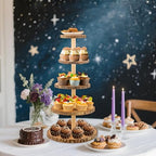 Wooden 5-Tier Rustic Cupcake Stand for Wedding Cakes, Tiered Dessert Tower Display Centerpiece for Parties, Events & Celebrations - Image 6