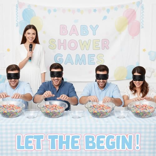 4 Set Funny Baby Shower Games, Bowls Blindfolds Babies Beads - Image 6