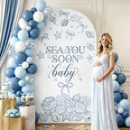 Serencatcher 7.2ft Seashell Sea You Soon Baby Shower Arch Backdrop Cover - Image 4