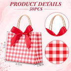 FunooFuno 50 Pack Red Gingham Gift Bags with Bows, Berry First Birthday - Image 2