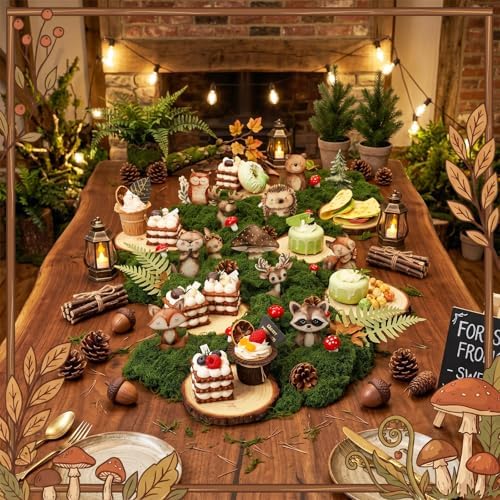 39 Pcs Woodland Animal Table Centerpieces Kit, 12 Forest Animals Wood Cutouts with Wood Rounds Moss Pine Cones Mushroom Decorations for Baby Shower Birthday Party Decor Set Nursery Supplies - Image 6