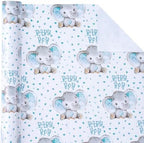 WRAPAHOLIC Jumbo Baby Boy Wrapping Paper - 30 Inch x 100 Feet Jumbo Roll - Adorable Blue Elephant Design for Baby Shower, Party, Holiday - Image 3