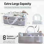 Lily Miles Baby Diaper Caddy - Organizer Tote for Infant Boy or Girl - Baby Shower Basket - Nursery Must Haves - Registry Favorites - Newborn Caddie Car Travel - Gray/Mint, Extra Large - Image 4
