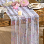 Artoid Mode 6PCS Colorful Gold Gauze Table Runner 120 Inch 10FT, Glitter Metallic Foil Sheer Dining Wedding Anniversary Holiday Birthday Table Decor for Home Party by ArtoidMode