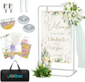 Jolitac Wedding Welcome Sign Holder, Adjustable Wedding Sign Stand Leather Hanging Straps & Design Bundle Heavy Duty Metal Easel Stand for Seating Charts, Bridal Showers, Birthday Party Displays by Jolitac