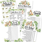 25 Woodland Word Scramble For Baby Shower, 25 True Or False Game, 25 Trivia Game, 25 Find The Guest, 25 Baby Animal Matching, 25 Nursery Rhyme Game - 6 Double Sided Cards Baby Shower Ideas by HadleyDesigns