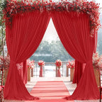 20ft x 10ft Wrinkle Free Red Backdrop Curtains for Parties, 4 Panels 5x10ft Polyester Photo Backdrop Drapes for Weddings Birthday Party Christmas Photography Background Cloth by Nobed+HHT