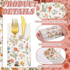 Potchen 100 Pcs Linen Feel Napkins Disposable, Vintage Wildflower - Image 3