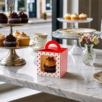 Restaurantware Square Red Paper Cupcake Window Box, 4.5 x 4.5 In, 100 Pack - Image 3