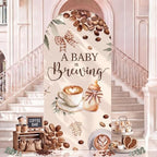 Tegeme 7.2ft A Baby Brewing Arch Backdrop Cover Coffee Themed Baby Shower Decoration Large Brown Coffee Bean Theme Backdrop Party Favor for Gender Reveal Welcome Boy Girl Party Supply Decorations by Tegeme
