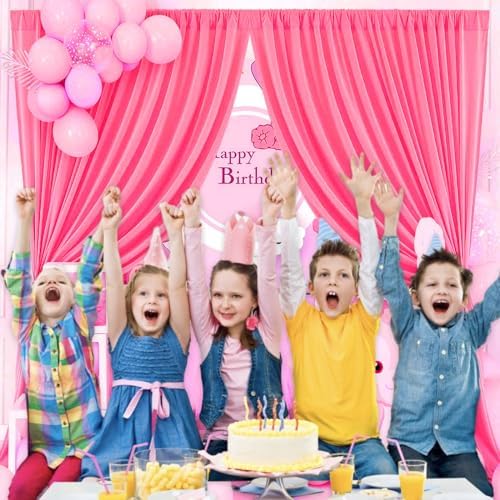 10 x 7 Feet Hot Pink Backdrop Curtain for Partie, Background Curtains for Photoshoot, Birthday, Wedding, Halloween, Thanksgiving, Christmas Day, New Year Party Decorations 5Ft x 7Ft, 2 Panels - Image 6