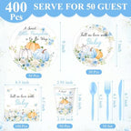 Pickmesh 400 Pcs Little Pumpkin Baby Shower Plates and Napkins Set - Image 2