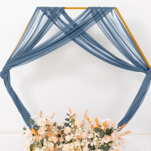 Sheer Gauze Wedding Arch Draping Fabric 29" x 20 FT 4 Panel Dusty Blue - Image 6