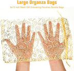 Kigeli 100 Pcs 8x12'' Large Organza Bag Drawstring Gift Pouch, Gold, Vine - Image 3