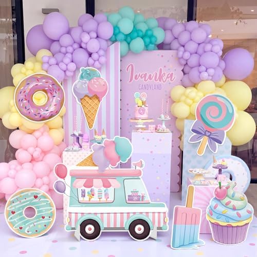 7 Pcs Large Candyland Party Decorations with Stands, Dessert Props - Image 2