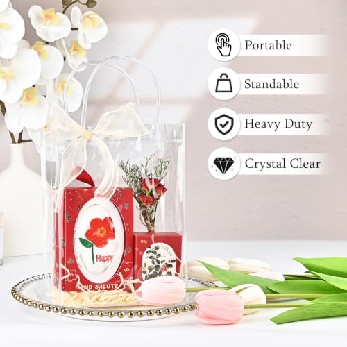 Ohuimrt 50 Pack 6.7" x 2.8" x 9.1" Clear Plastic Gift Bags with Handles - Image 4