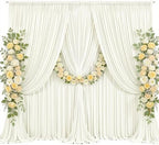 50x10ft Ivory Photo Backdrop Curtains for Parties Wedding Wrinkle Free Polyester Photoshoot Curtains Drapes Backdrop for Birthday Baby Shower Graduation Stage Photography Background 10 Panels 5x10FT by Suppromo