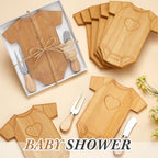 Ziliny 24 Set Baby Shower Prizes Clothing Cheese Board Gift Set,Bamboo - Image 4