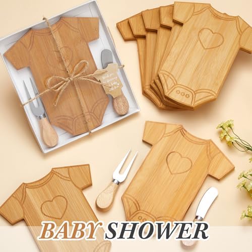 Ziliny 24 Set Baby Shower Prizes Clothing Cheese Board Gift Set,Bamboo - Image 4