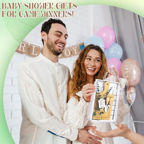 Kochorie 6 Sets Baby Shower Prizes for Game Winners 49 Pcs Square Bamboo Cheese Board Gift with Knives Spoons Gift Bags Kitchen Towels Bridal Shower Party Favors for Guests - Image 6