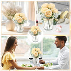 Zeyune 6 Sets Mason Jar Flowers Centerpiece Table Decorations,Champagne - Image 5