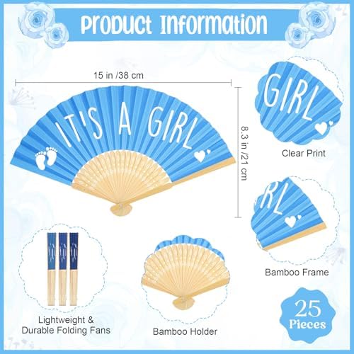 Threehoney 25 Sets Shower Party Favor for Guests Gift Fans, Blue - Image 2