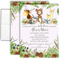Amanda Creation Custom Baby Shower Invitations, 20 Personalized 5x7 Woodland Baby Shower Invites with White Envelopes, Customizable Forest Animal Design by AmandaCreation