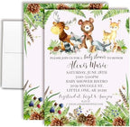 Amanda Creation Custom Baby Shower Invitations, 20 Personalized 5x7 Woodland Baby Shower Invites with White Envelopes, Customizable Forest Animal Design by AmandaCreation