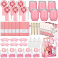 Talltalk 6 Sets Baby Shower Prizes for Game Wedding Bridal Shower Winners Gifts Guest Favors Luggage Tag Handheld Fan Cup Notebooks Silk Eye Mask Ballpoint Pen Card Bags(Pink) by Talltalk