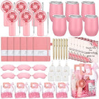 Talltalk 6 Sets Baby Shower Prizes for Game Wedding Bridal Shower Winners Gifts Guest Favors Luggage Tag Handheld Fan Cup Notebooks Silk Eye Mask Ballpoint Pen Card Bags(Pink) by Talltalk