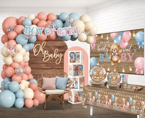 296Pcs Bear Gender Reveal Decorations, All-in-One Set for 25 Guests - Image 3