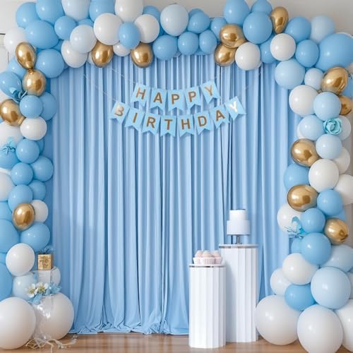 40x10ft Baby Blue Backdrop Curtain for Wedding Parties Wrinkle Free Fabric Light Blue Drapes Backdrop Decoration for Baby Shower Birthday Photography Decoration 8 Panels, 5ft x 10ft - Image 3