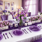 DaYammi 210PCS Purple Glitter Plastic Dinnerware Set for 30 Guests - Image 6