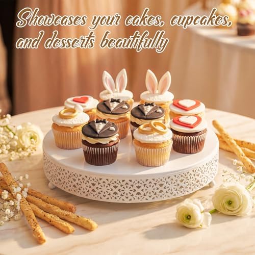 Wenqik 5 Pcs Metal White Cake Stand,16/14/12/10/8 in Round Cake Holder - Image 5