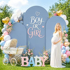 Set of 3 Wedding Arch Cover 6ft 6.6ft 7.2ft Dusty Blue Arch Cover Chiara Backdrop Cover Spandex Fitted Arch Stand Cover Balloon Arch Covers Stretchy Backdrop for Baby Shower Party Ceremony - Image 4