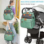 KABAQOO Diaper Bag Backpack with Detachable Changing Station, Large Capacity Baby Diaper Bags for Boys & Girls, Baby Registry Search Stuff & Shower Gifts, Newborn Essentials Must Haves, Green Grey - Image 6