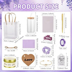 68Pcs Baby Shower Prizes for Game Winners Gifts Wedding Bridal Shower Gifts Including Glass Cans Notebooks Soy Candles Hair Clips for Baby Shower Wedding Bridal Shower Game Prizes (Purple, 6 Sets) - Image 4