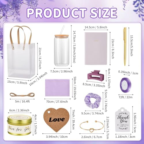 68Pcs Baby Shower Prizes for Game Winners Gifts Wedding Bridal Shower Gifts Including Glass Cans Notebooks Soy Candles Hair Clips for Baby Shower Wedding Bridal Shower Game Prizes (Purple, 6 Sets) - Image 4
