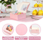 100 pcs 6x6x3 Inch Cookie Boxes with Window, Pink Cookie Boxes for Gift Giving, Bakery Boxes for Cookies, Macarons, Donuts, Pastries - Image 4
