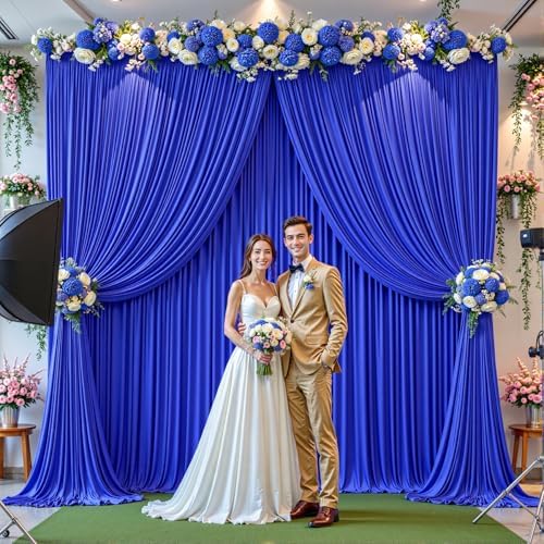 32ftx10ft Wrinkle Free Royal Blue Backdrop Curtain - 10 Feet Photography Backdrop Drapes, Silky Polyester Back Drop Cloth for Wedding Baby Shower Balloon Arch Background - Image 7