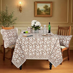 Ridhi Oak Brown Hand Block Print Cotton Tablecloth 120 x 80 Inch Rectangle - Image 2