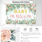 Baby in Bloom Baby Shower Decorations, 293pcs All-in-One Baby Shower Decor Kit Baby Box Banner Backdrop Tablecloth Plates Cake Topper Balloon Arch Sash Corsage Floral Sage Babyshower for Girl Boy - Image 5